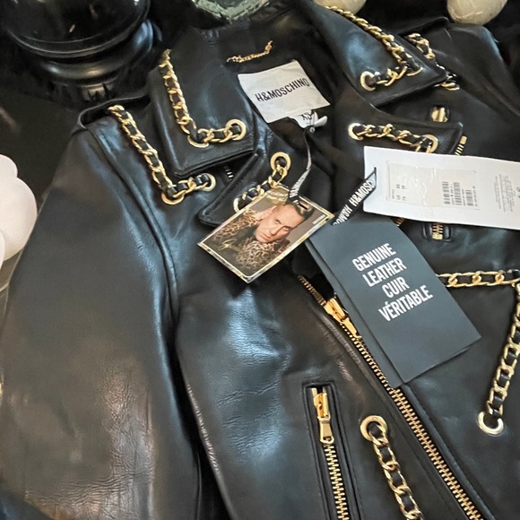 Moschino x H&M Limited Edition Leather with Gold chain link Jacket - Picture 3 of 10